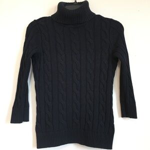 Studio Works Petite Black Turtle Neck Cable Knit Sweater
